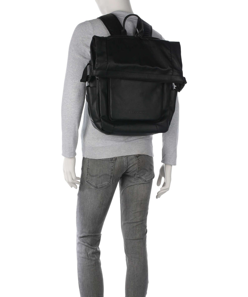 The Chesterfield Brand Wax Pull Up Cow Remo Rolltop backpack black