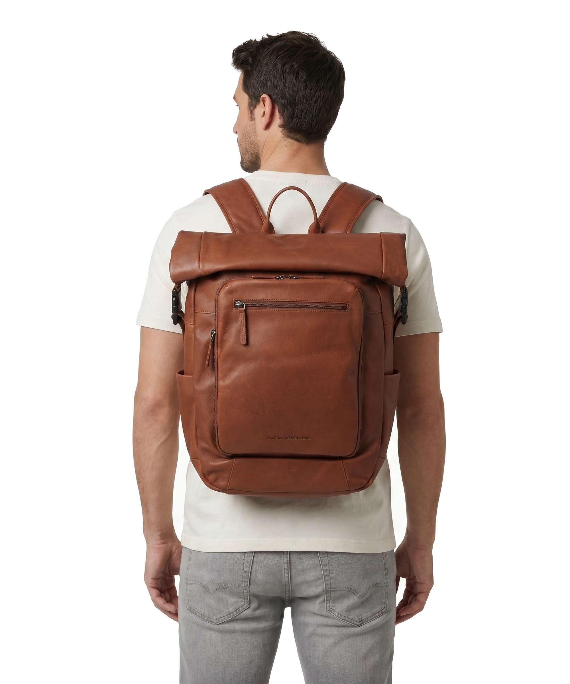 The Chesterfield Brand Wax Pull Up Cow Remo Rolltop backpack cognac