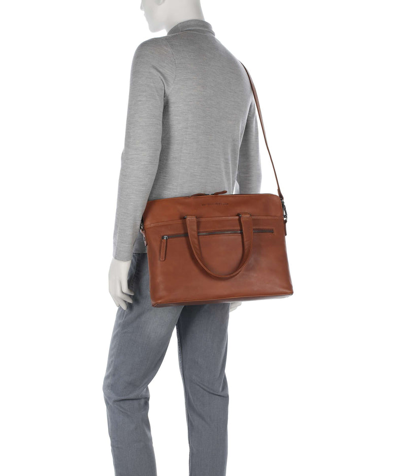 The Chesterfield Brand Wax Pull Up Cow Elvas Laptop bag cognac