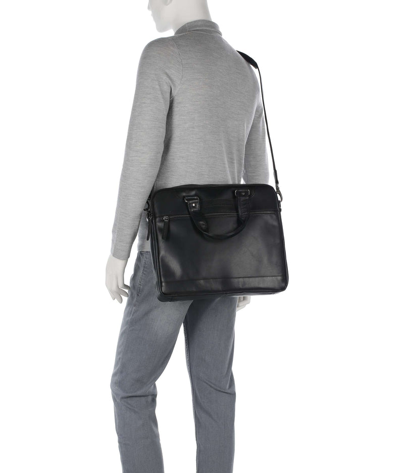 The Chesterfield Brand Wax Pull Up Cow Montara Laptop bag black