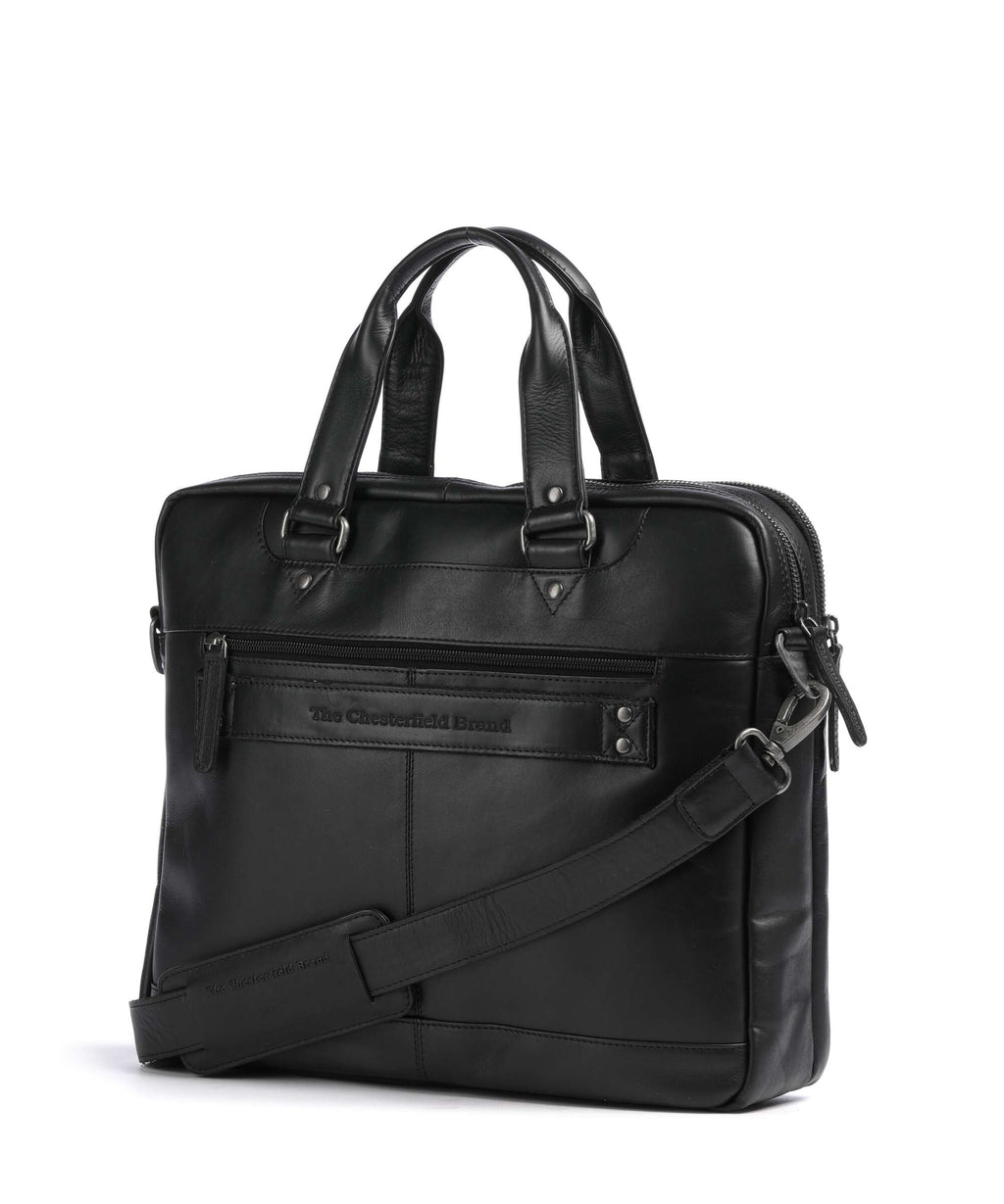 The Chesterfield Brand Wax Pull Up Cow Montara Laptop bag black