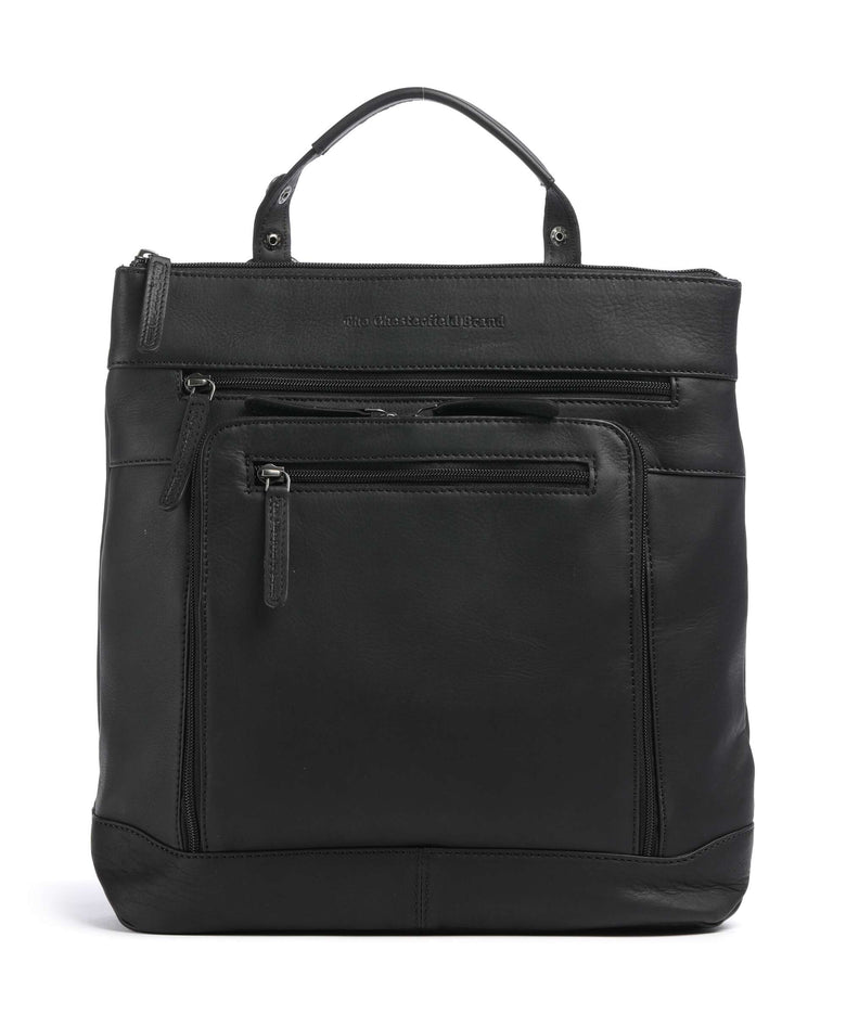 The Chesterfield Brand Wax Pull Up Cow Caldero Backpack bag black