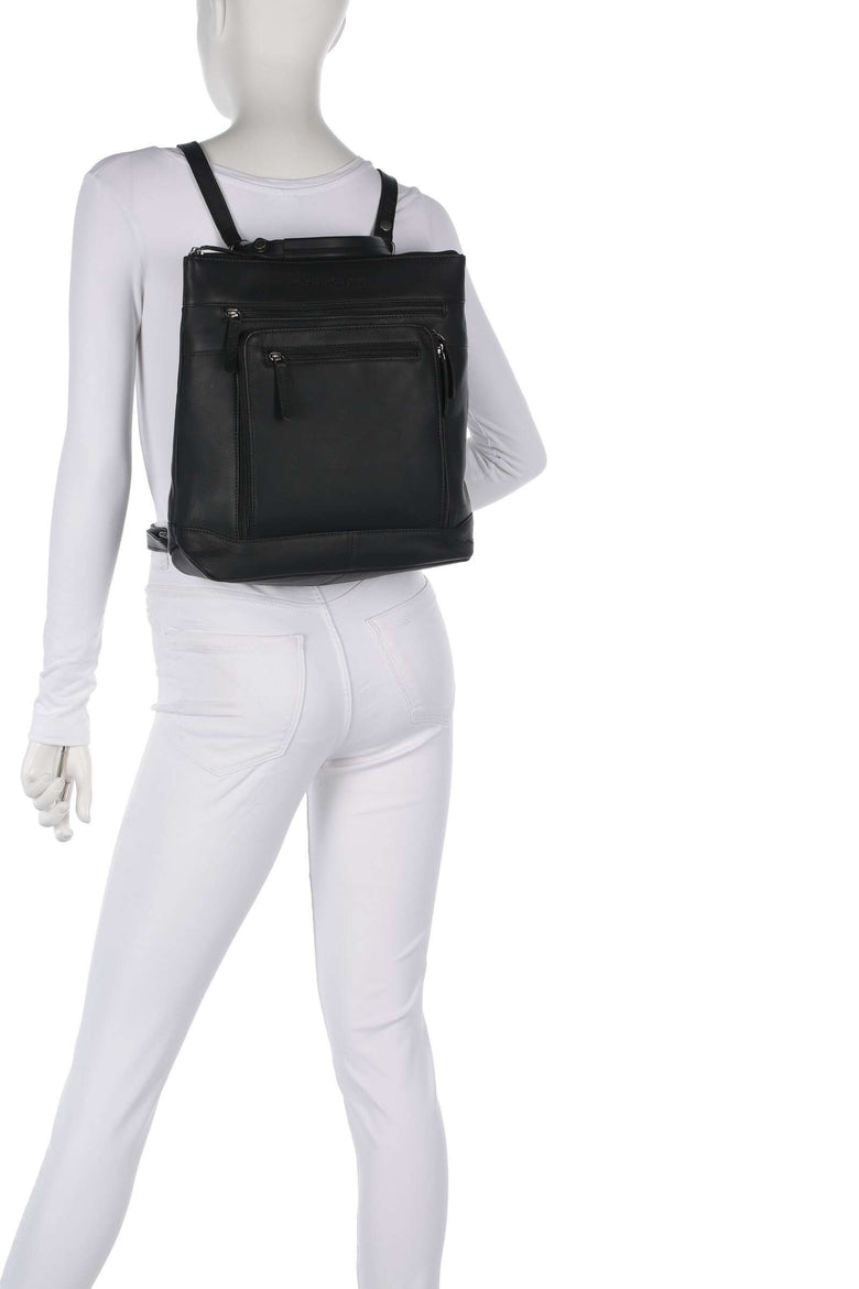 The Chesterfield Brand Wax Pull Up Cow Caldero Backpack bag black